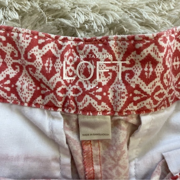 Ann Taylor Loft High Rise Shorts Burnt Orange Print with Pockets - Picture 3 of 8